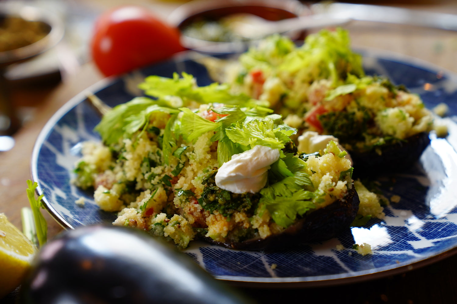 Geröstete Aubergine mit Couscous